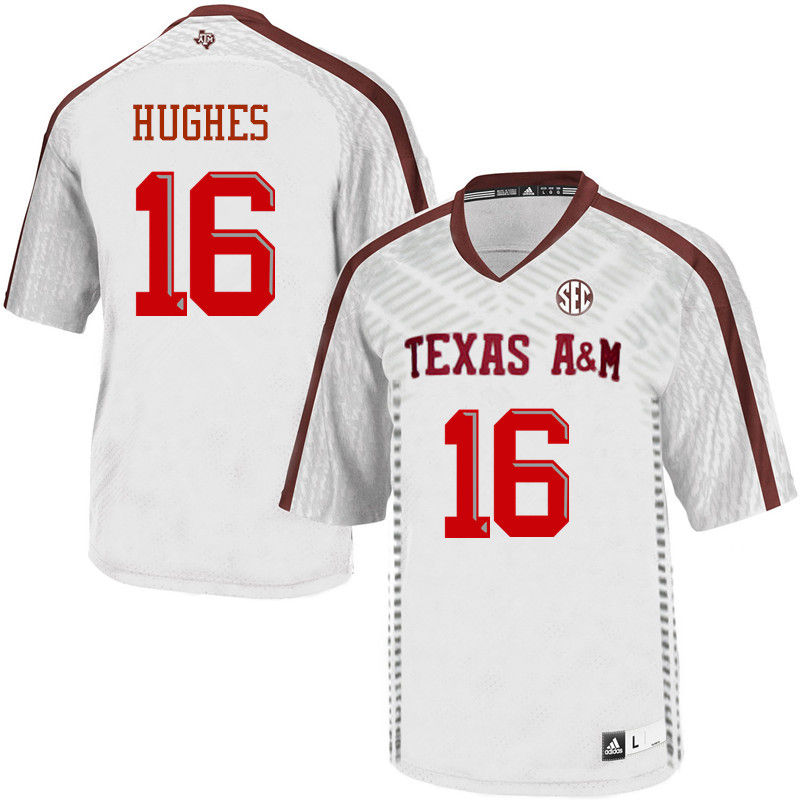 Men #16 Hank Hughes Texas A&M Aggies College Football Jerseys-White - Click Image to Close